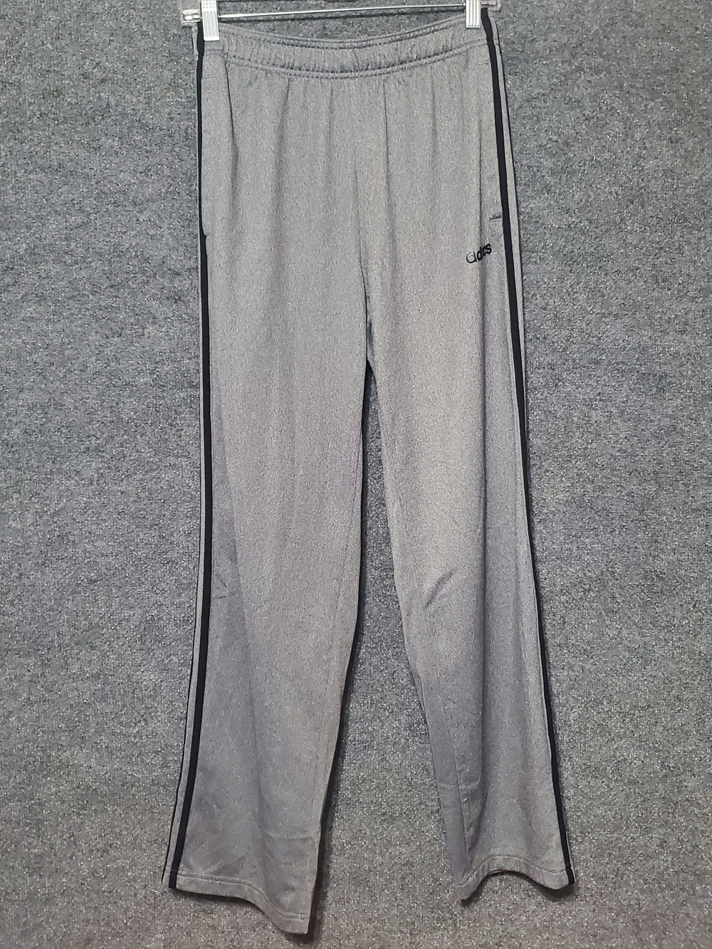 Adidas Sweatpants Mens M Gray Fleece Side Stripe Straight Leg Athletic EI9762